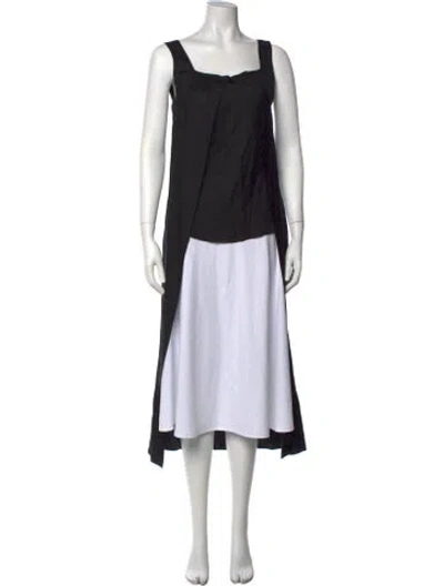 Pre-owned Maison De Papillon Silk Square Neckline Top In Black