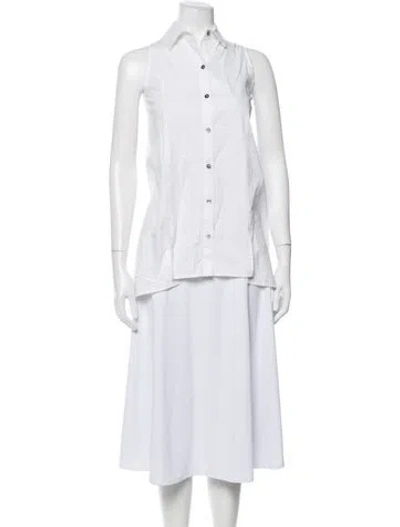 Pre-owned Maison De Papillon Sleeveless Button-up Top In White