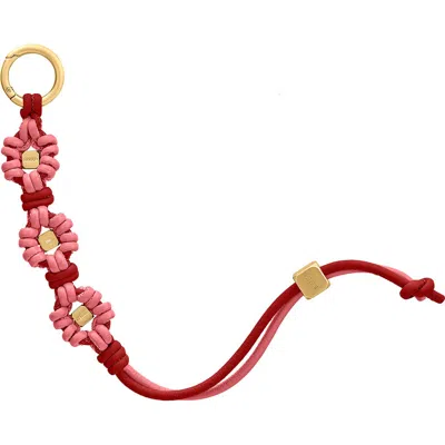 Maison De Sabre Maison De Sabré Bloom Edition Leather Wristlet Charm In Candy Brick