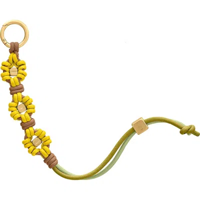 Maison De Sabre Maison De Sabré Bloom Edition Leather Wristlet Charm In Daisy Sandstone