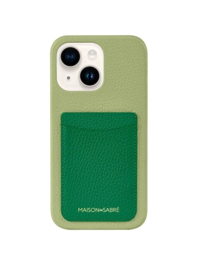 Maison De Sabre Card Phone Case Iphone 14 Plus In Emerald Pistachio