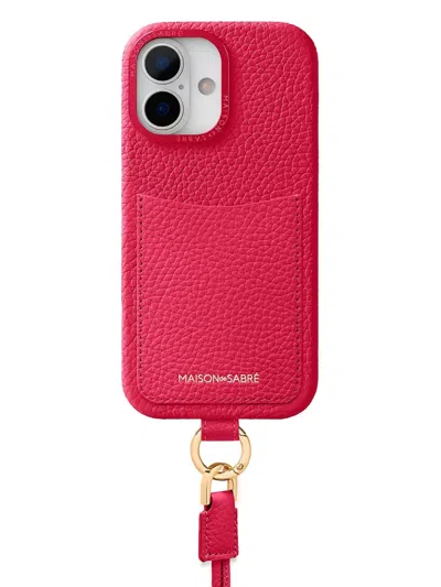 Maison De Sabre Card-slot Lanyard Iphone 17 Case In Red