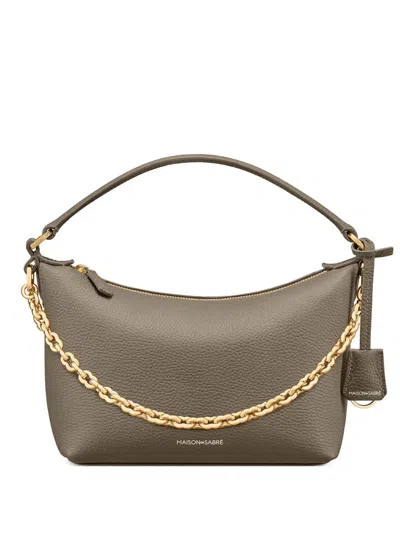 Maison De Sabre Chain Leather Tote Bag In Green