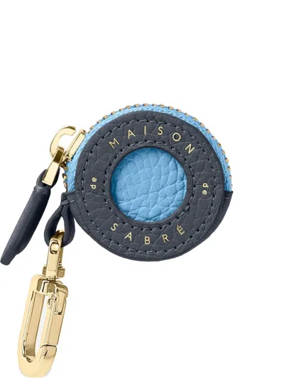 Maison De Sabre Embossed Leather Airtag Charm In Blue