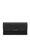 Maison De Sabre Flap Leather Long Wallet In Black