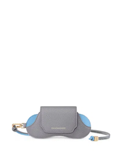 Maison De Sabre Grain-leather Glasses Sleeve In Gray