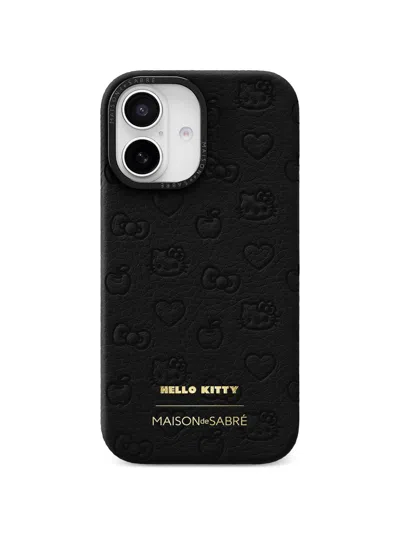 Maison De Sabre Hello Kitty Leather Phone Case (iphone 16) In Black