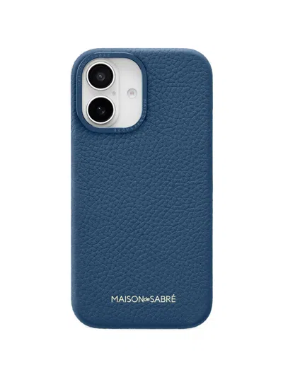 Maison De Sabre Iphone 16 Dritan Pebbled Leather Phone Case In Blue