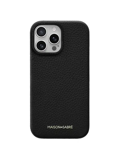 Maison De Sabre Iphone 16 Pro Caviar Leather Case In Black