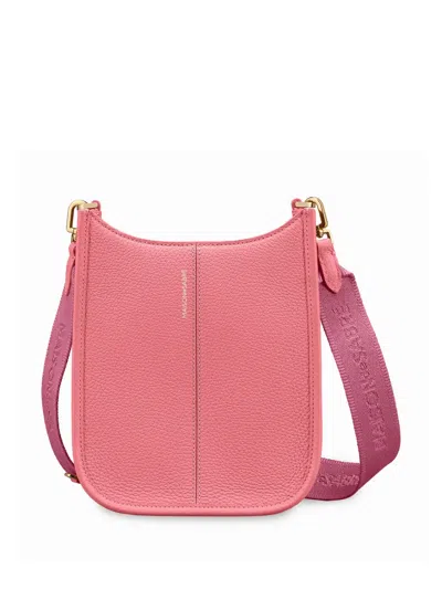 Maison De Sabre Jacquard Strap Leather Crossbody Bag In Pink
