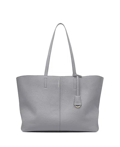 Maison De Sabre Large Leather Snap Soft Tote In Gray
