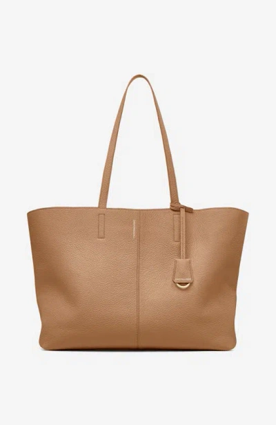 Maison De Sabre Large Leather Snap Soft Tote In Sandstone Lily