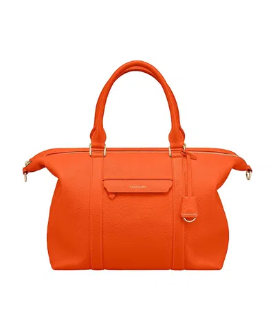 Maison De Sabre Large Leather Weekender Bag In Manhattan Orange