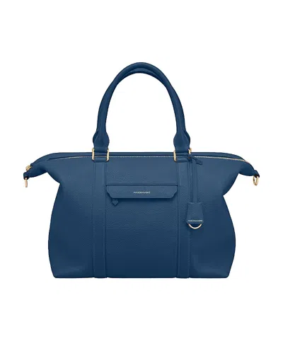 Maison De Sabre Large Leather Weekender Bag In Pacific Blue