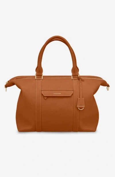 Maison De Sabre Maison De Sabré Large Leather Weekender Bag In Pecan Brown