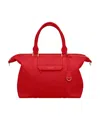 Maison De Sabre Large Leather Weekender Bag In Pomegranate Red