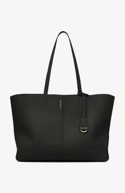 Maison De Sabre Maison De Sabré Large Leather Snap Soft Tote In Black