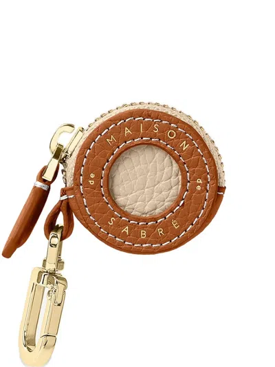 Maison De Sabre Leather Air Tag Charm In Brown
