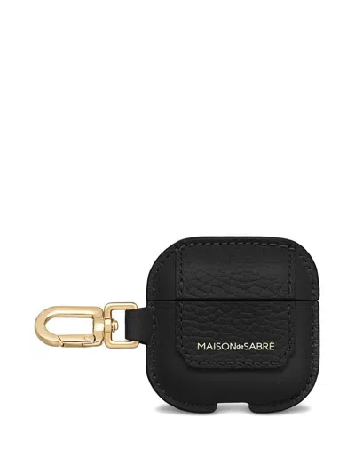 Maison De Sabre Leather Airpods 4 Keyring Case In Black