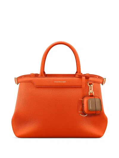 Maison De Sabre Leather Airpods 4 Keyring Case In Orange