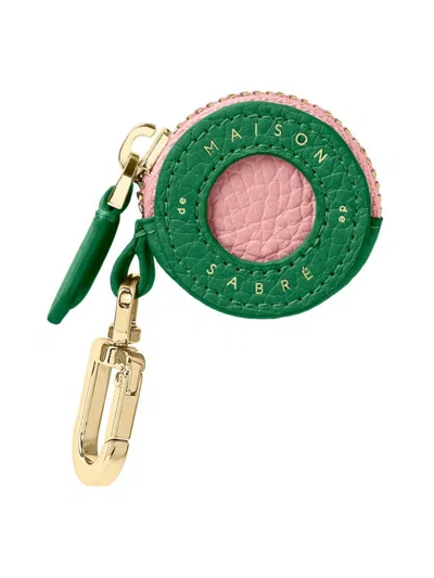 Maison De Sabre Leather Airtag Charm In Emerald Lily
