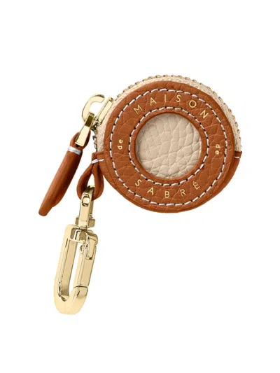 Maison De Sabre Leather Airtag Charm In Pecan Brown