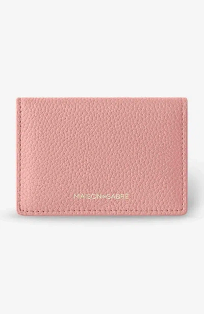 Maison De Sabre Leather Card Case In Pink Lily