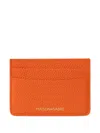 Maison De Sabre Leather Card Holder In Orange