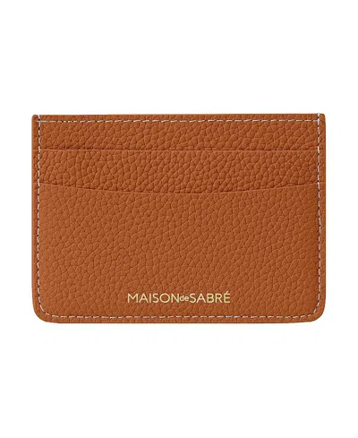 Maison De Sabre Leather Card Holder In Pecan Brown