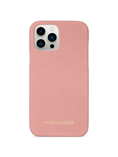 Maison De Sabre Leather Case Iphone 13 Pro Max In Pink Lily