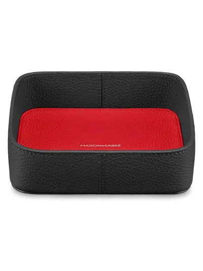 Maison De Sabre Leather Catchall Tray In Black