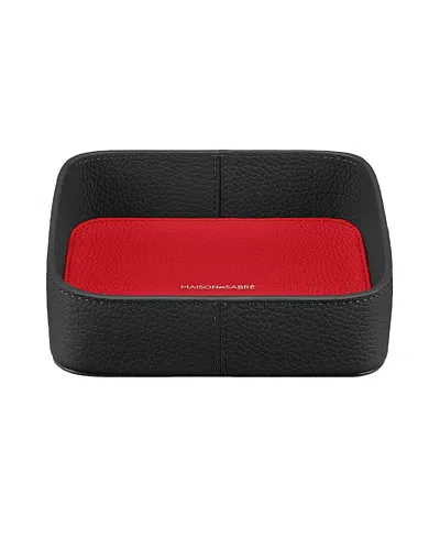 Maison De Sabre Leather Catchall Tray In Rouge Noir