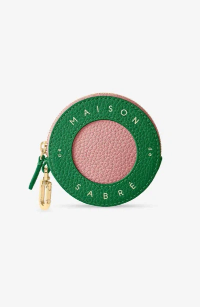 Maison De Sabre Leather Coin Purse In Emerald Lily
