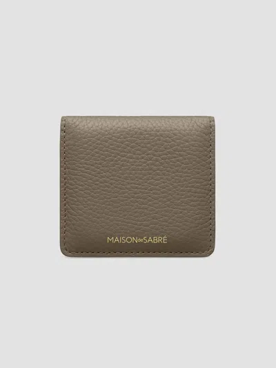 Maison De Sabre Leather Compact Mirror In Cashmere Matcha