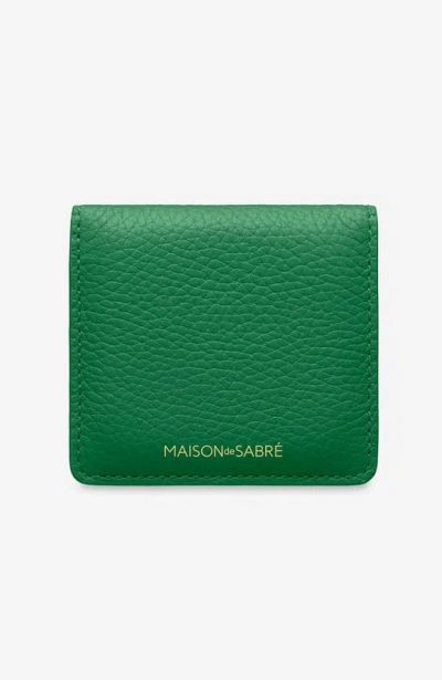 Maison De Sabre Leather Compact Mirror In Emerald Lily