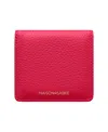 Maison De Sabre Leather Compact Mirror In Fuchsia Lavender