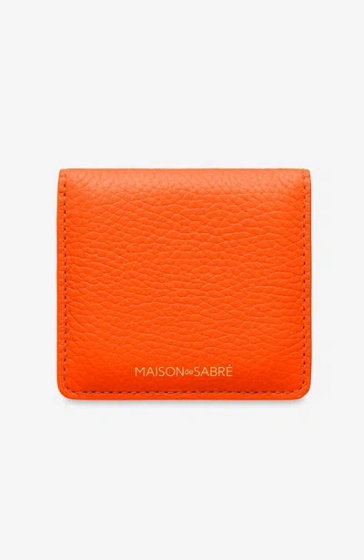 Maison De Sabre Leather Compact Mirror In Manhattan Sandstone