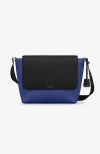Maison De Sabre Leather Flaire Messenger Bag In Lapis Caviar