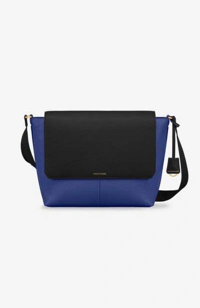 Maison De Sabre Leather Flaire Messenger Bag In Lapis Caviar