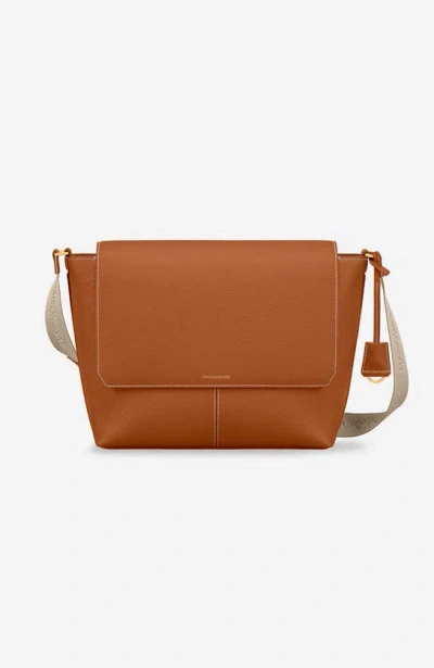 Maison De Sabre Leather Flaire Messenger Bag In Pecan Brown