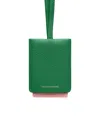 Maison De Sabre Leather Id Lanyard In Emerald Green