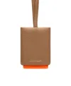 Maison De Sabre Leather Id Lanyard In Sandstone Manhattan