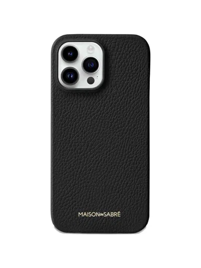 Maison De Sabre Leather Iphone 15 Pro Max Phone Case In Black