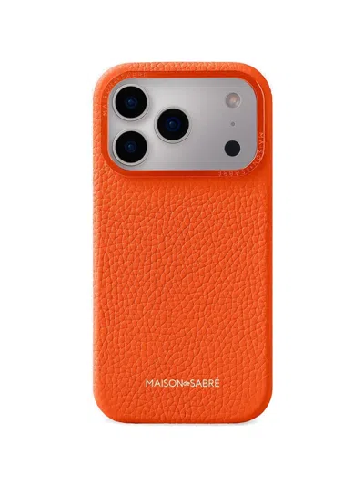 Maison De Sabre Leather Iphone 17 Phone Case In Orange
