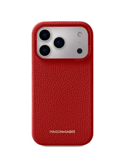 Maison De Sabre Leather Iphone 18 Pro Phone Case In Red