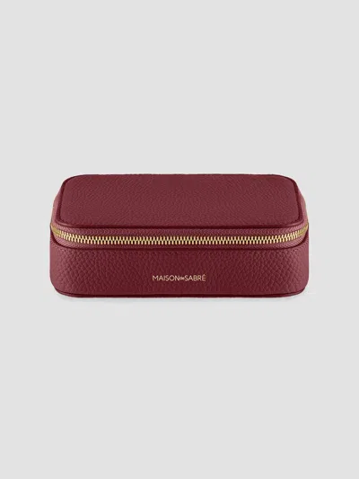 Maison De Sabre Leather Jewelry Case In Burgundy