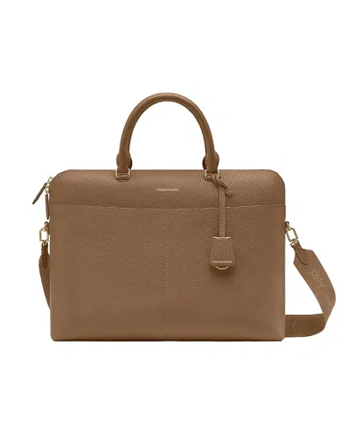 Maison De Sabre Leather Laptop Bag In Sandstone Brown