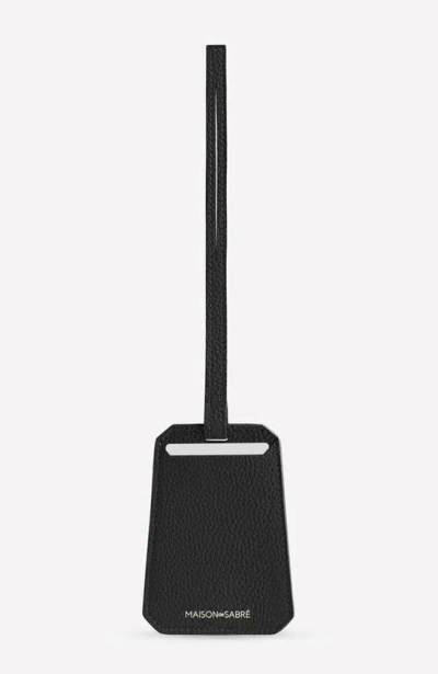 Maison De Sabre Leather Luggage Tag In Black Caviar