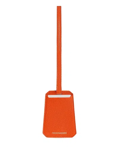 Maison De Sabre Leather Luggage Tag In Orange