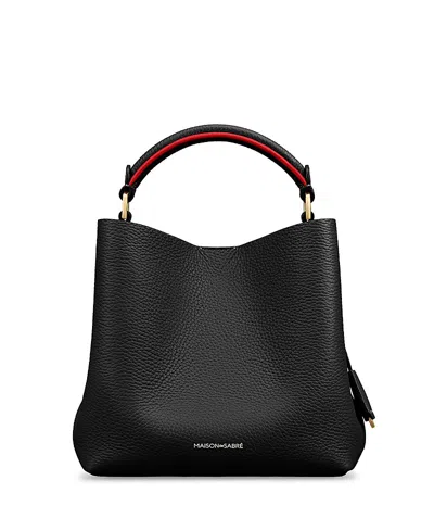 Maison De Sabre Leather Mini Leather Bucket Bag In Black